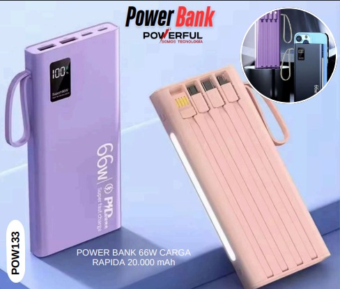 POWER BANK 66W CARGA RAPIDA 20.000 mAh p